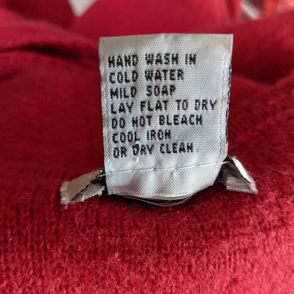 Red Womens M Sweater Boiled Wool Cardigan Classic Style - Picture 12 of 12